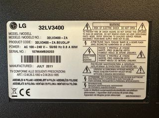 Tv LG 32LV3400 – 32” Full HD en muy buen estado