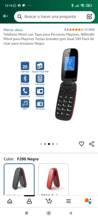 Teléfono Móvil Tapa para personas mayores con SOS