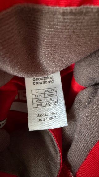 Mono de esquí infantil rojo talla 8