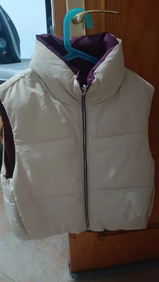 Chaleco reversible invierno beige/morado