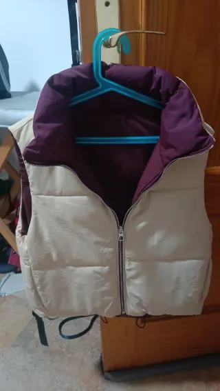 Chaleco reversible invierno beige/morado