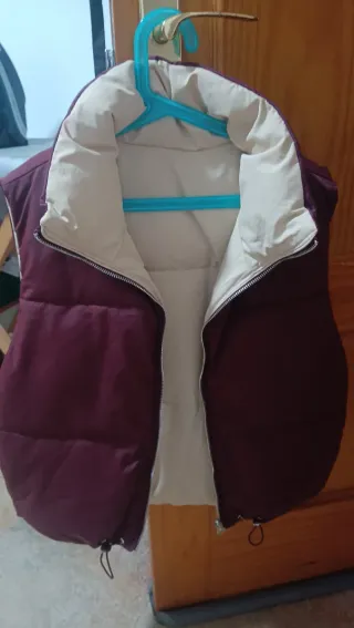 Chaleco reversible invierno beige/morado