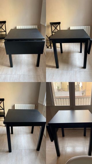 Mesa comedor y 2 sillas negras IKEA