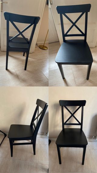 Mesa comedor y 2 sillas negras IKEA