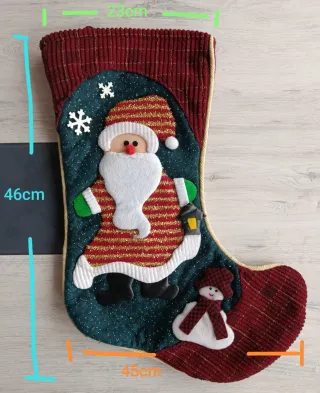 Bota de Navidad Papá Noel y Muñeco Nieve