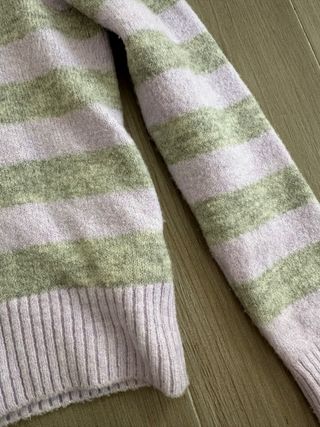 Zara Jersey Rayas V-Neck Morado/Gris