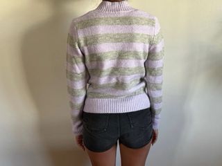 Zara Jersey Rayas V-Neck Morado/Gris