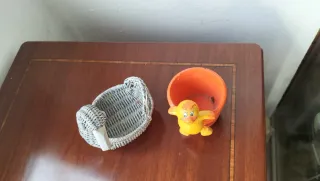 Lote cisne mimbre y vasito pato