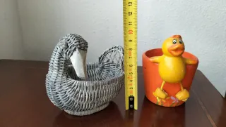 Lote cisne mimbre y vasito pato