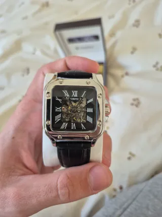 Reloj Frederic Hombre Esqueleto Negro/Plata