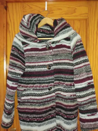 Cárdigan con capucha rayas multicolor