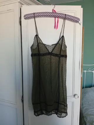 Babydoll negro y verde kaki