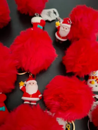 12 Portachiavi Natale Pompom Rosso