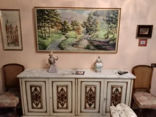 Vajillero antiguo madera y mármol