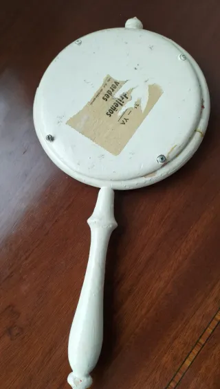 Espejo de mano antiguo de madera