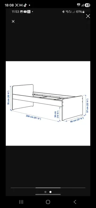 Cama individual blanca de madera Ikea