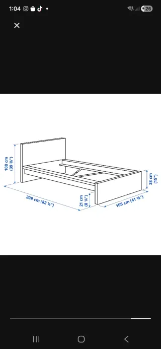 Cama individual blanca de madera Ikea