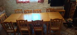 Mesa extensible 6-10 plazas + 9 sillas