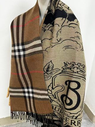 Bufanda Burberry Cachemira Cuadros Camel Clásica