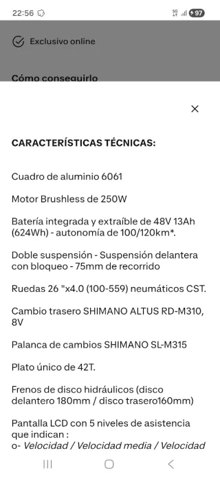 Bicicleta Eléctrica Moma E-Fat 26 Pro