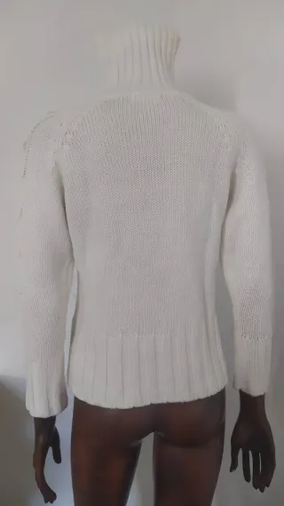 Maglione bianco lana con intreccio