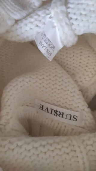 Maglione bianco lana con intreccio