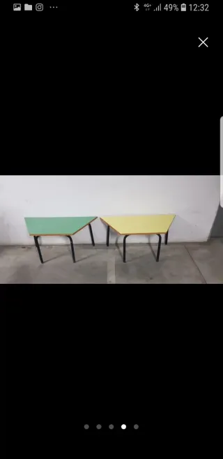 2 Mesas Escolares Madera y Metal