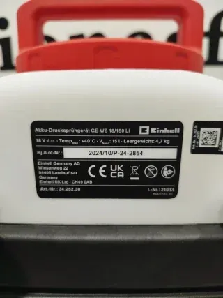 Pulverizador Einhell GE-WS 18/150 Li-Solo