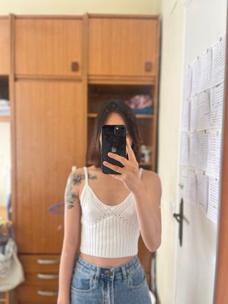 Top de tirantes de punto blanco