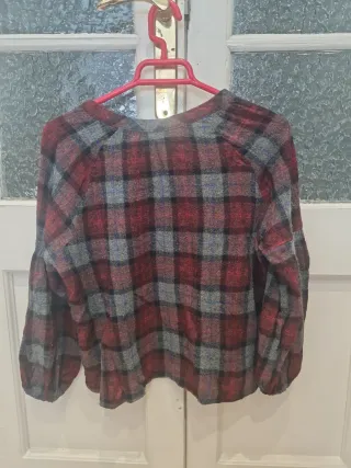 Camisa ZARA a cuadros roja y gris