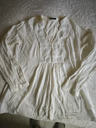 Blusa Massimo Dutti Algodón Blanca