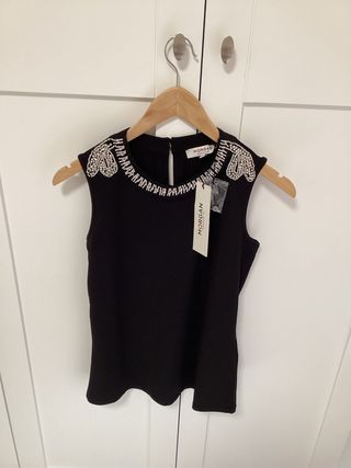 Camiseta Morgan Negra Pedrería Talla XS
