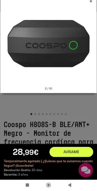 Cinturón Frecuencia Cardíaca Coospo HS808S