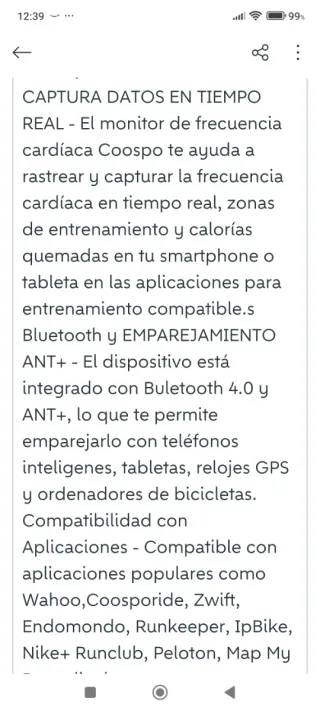 Cinturón Frecuencia Cardíaca Coospo HS808S