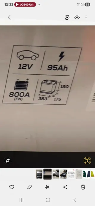 Batería Coche Norauto 12V 95Ah 800A