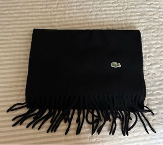 Bufanda Lacoste Negra con Logo Verde. VINTAGE