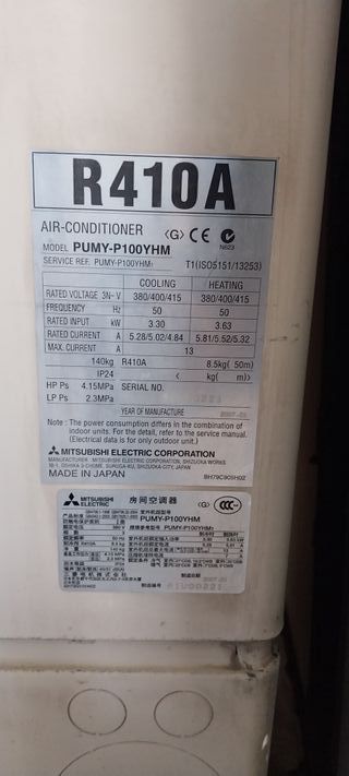 Aire acondicionado 10.000 frigorias Mitsubishi,