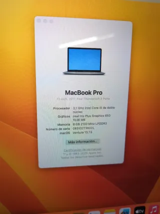 MacBook Pro 13 2017 8GB 250GB 4xthuderbolt