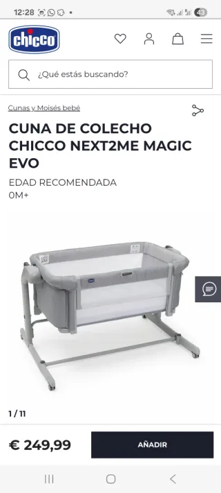 Cuna colecho Chicco Next2Me Magic EVO cómo nueva