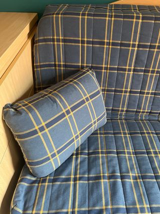 Sofá Cama Azul y Amarilloabierto de ancho es 120