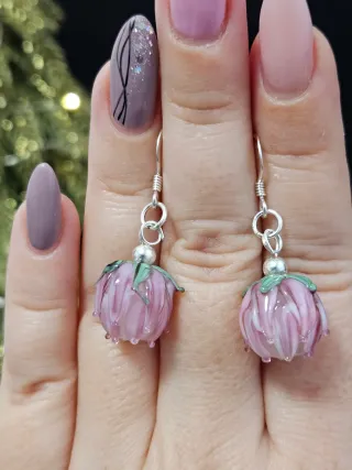 Pendientes Murano Flor Cristal plata 925