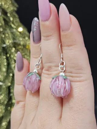 Pendientes Murano Flor Cristal plata 925