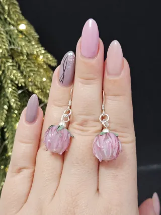 Pendientes Murano Flor Cristal plata 925