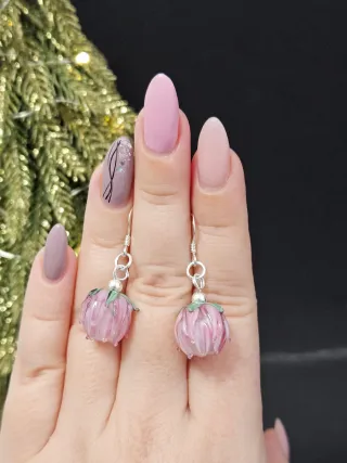 Pendientes Murano Flor Cristal plata 925