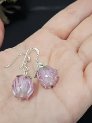 Pendientes Murano Flor Cristal plata 925