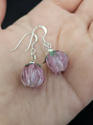 Pendientes Murano Flor Cristal plata 925