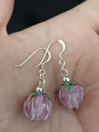 Pendientes Murano Flor Cristal plata 925