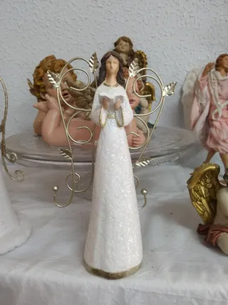 Ángel Decoración Navidad Blanco y Dorado