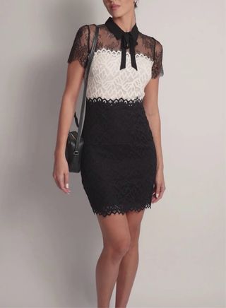 Vestido Sandro encaje negro y blanco