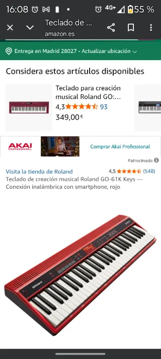 Roland GO KEYS Teclado Rojo